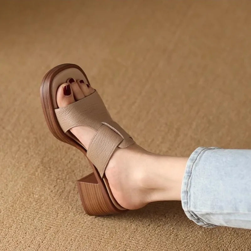 Handmade Vintage Square-Toe Tuck-Strap Sandals