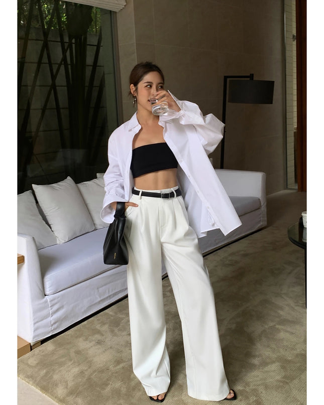 Multicolor High-Waisted Wide-Leg Suit Pants – Bold, Polished & Effortlessly Chic