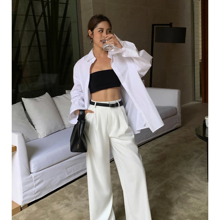 High-Waisted Wide-Leg Suit Pants – Multicolor Office Trousers for Women