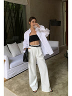 High-Waisted Wide-Leg Suit Pants – Multicolor Office Trousers for Women-HighTouch
