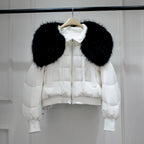 Short White Duck Down Parka Women-HighTouch