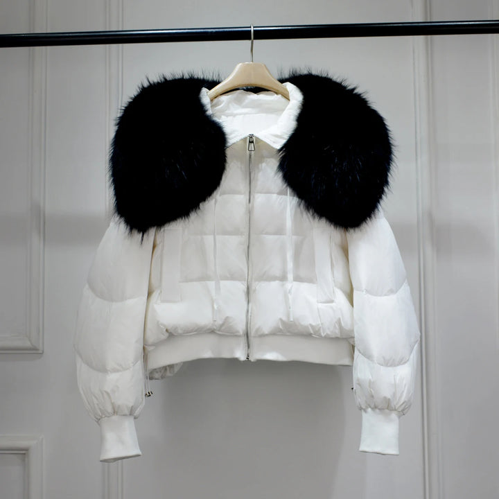 Short White Duck Down Parka Women-HighTouch
