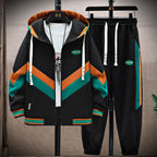 Men’s Korean Patchwork Hooded Tracksuit Set-HighTouch