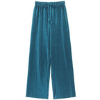 Women’s Ice Silk Wide Leg Pants – Elastic Waist Summer Trousers-HighTouch