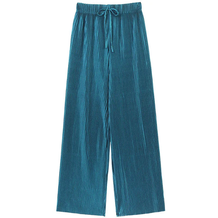 Women’s Ice Silk Wide Leg Pants – Elastic Waist Summer Trousers-HighTouch