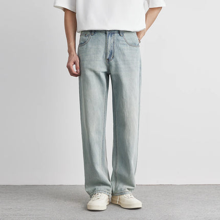 Loose Retro Lyocell Straight-Leg Jeans