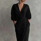 Linda - Boho V Neck Wrap Waist Maxi Dress