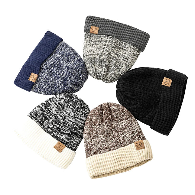 Unisex Two-Tone Fur-Lined Knit Beanie
