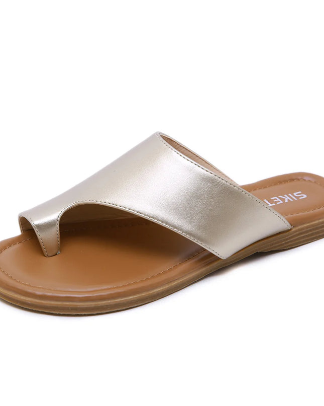 Women’s Flat Leather-Look Thong Sandals