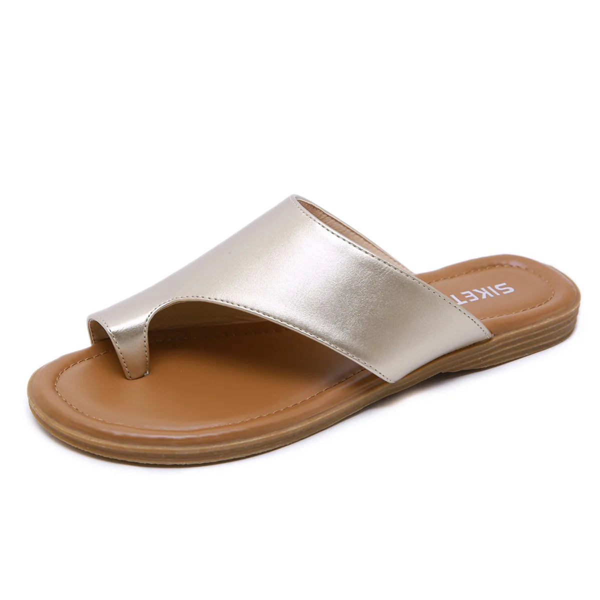 Women’s Flat Leather-Look Thong Sandals