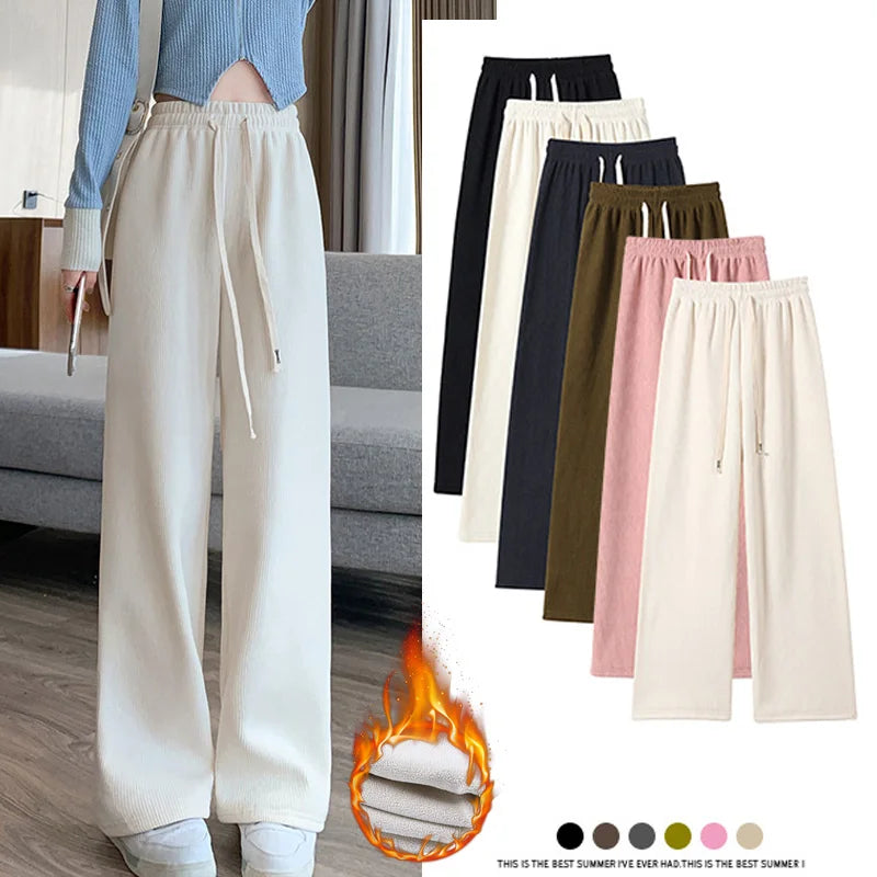Women’s Fleece-Lined Wide-Leg Winter Trousers