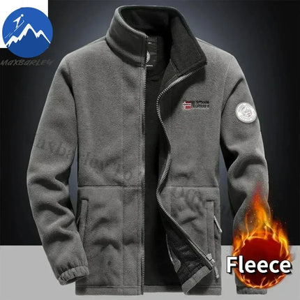 Men’s Thick Fleece Winter Jacket – Double-Pocket Hiking & Ski Outerwear