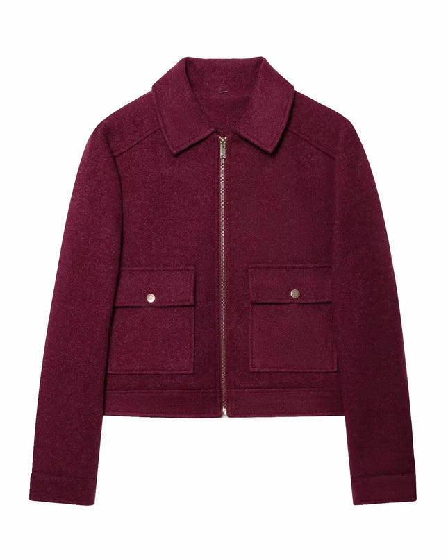 Women's Winter Zipper Jacket - Elegant Short Street Coat with Pockets