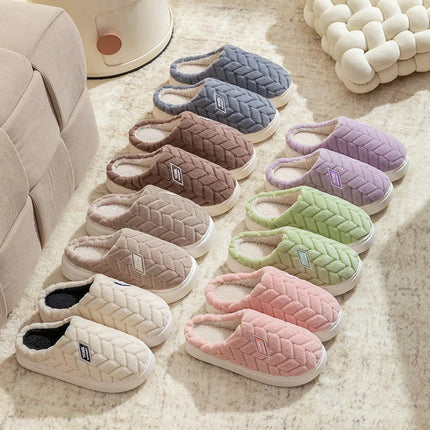Cotton Plush Women’s Indoor Slippers – Anti-Slip Soft-Bottom Warm Winter Home Footwear