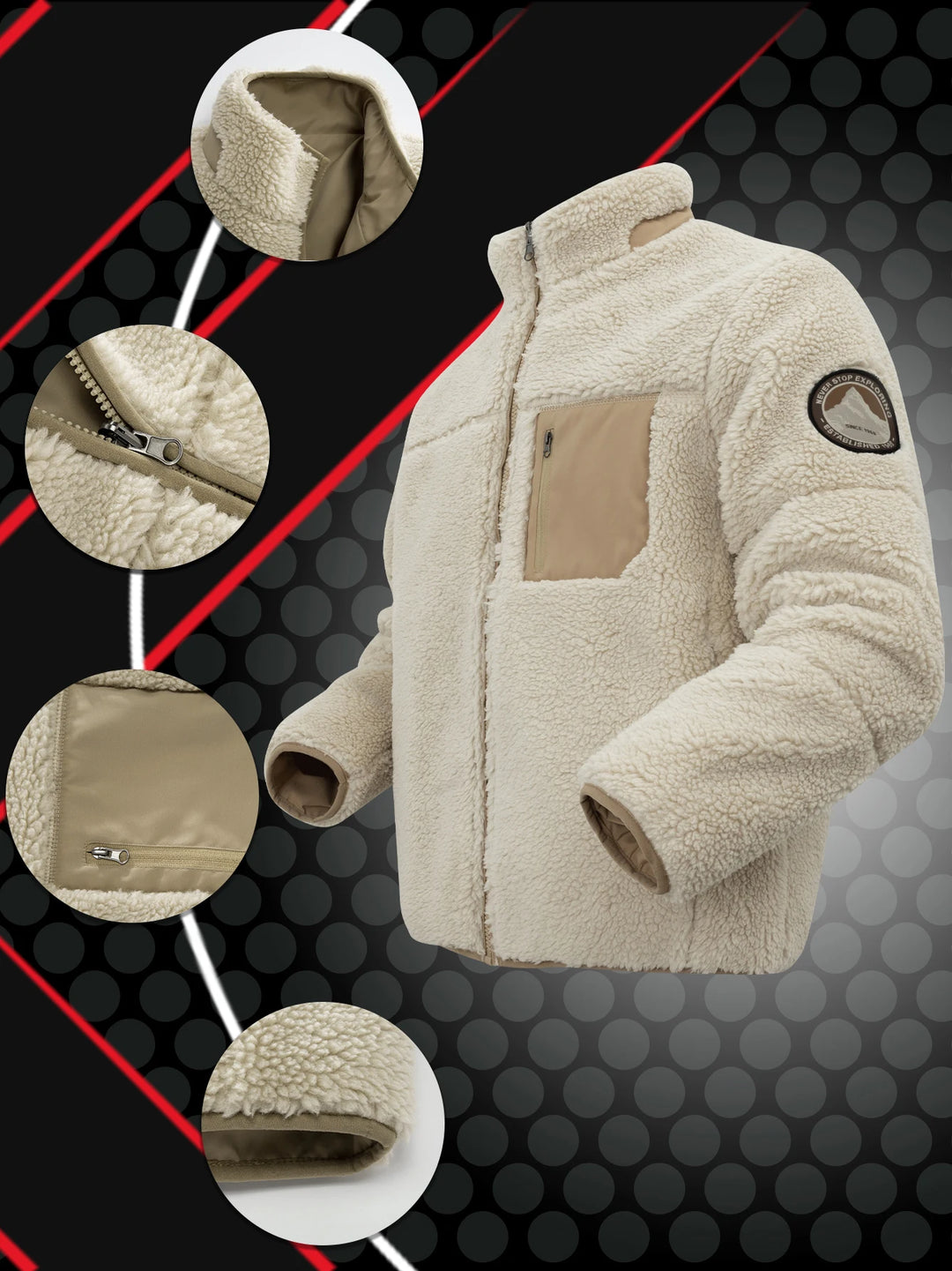 Oversized Sherpa Fleece Jacket Men-HighTouch