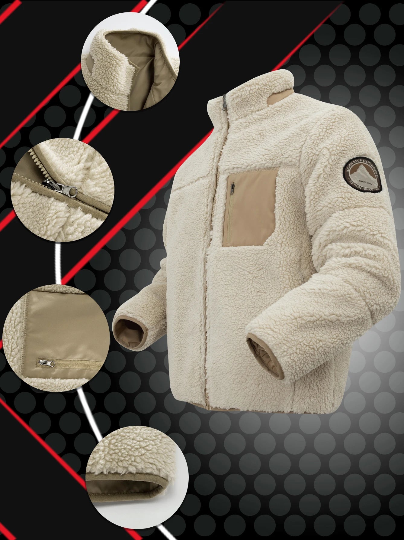 Oversized Sherpa Fleece Jacket Men