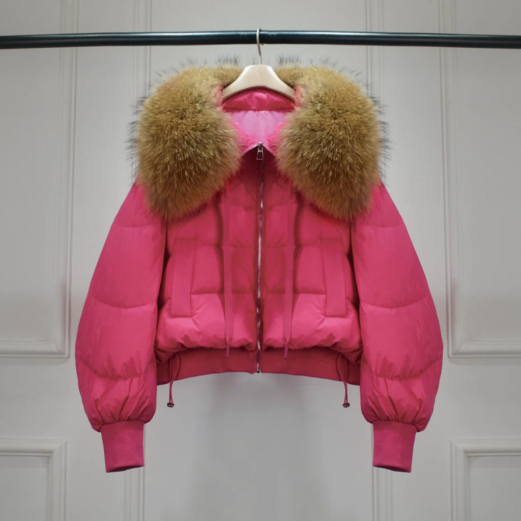 Short White Duck Down Parka Women-HighTouch