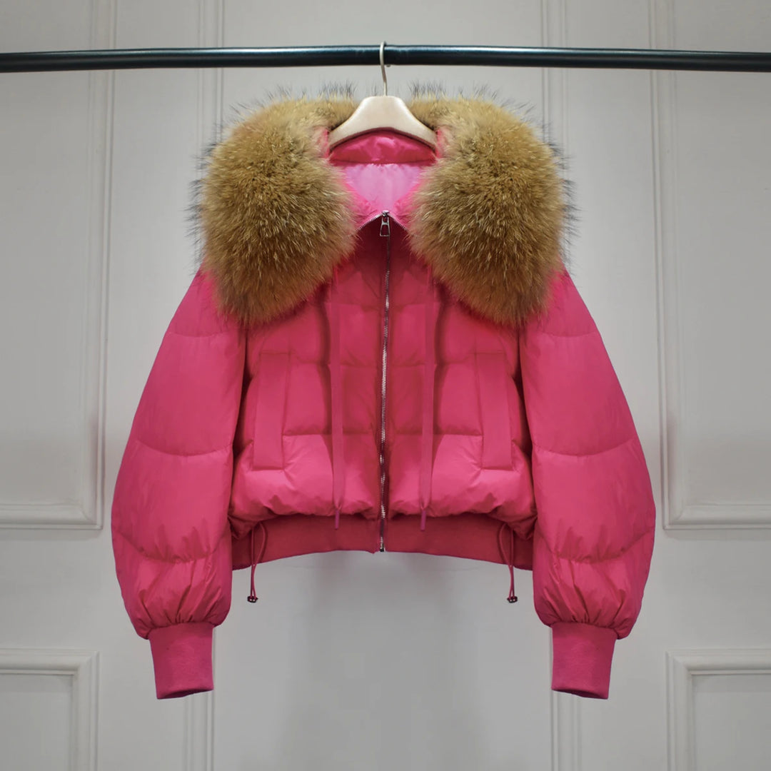 Short White Duck Down Parka Women-HighTouch