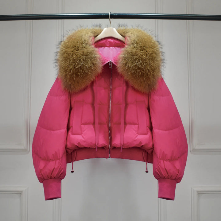 Short White Duck Down Parka Women-HighTouch