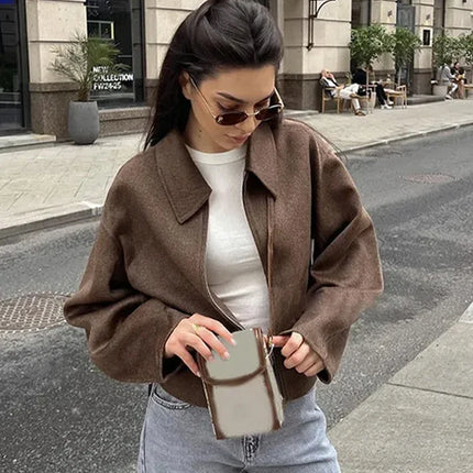 Vintage Brown Wool Zip Jacket