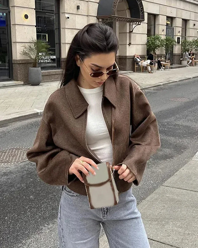 Vintage Brown Wool Zip Jacket
