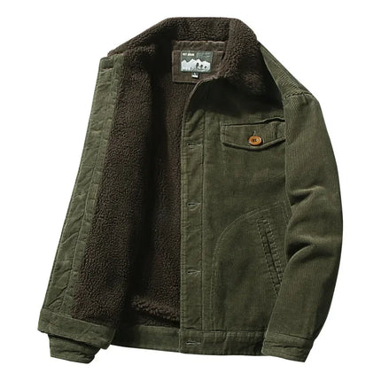 Plus Velvet Corduroy Parka Jacket Men