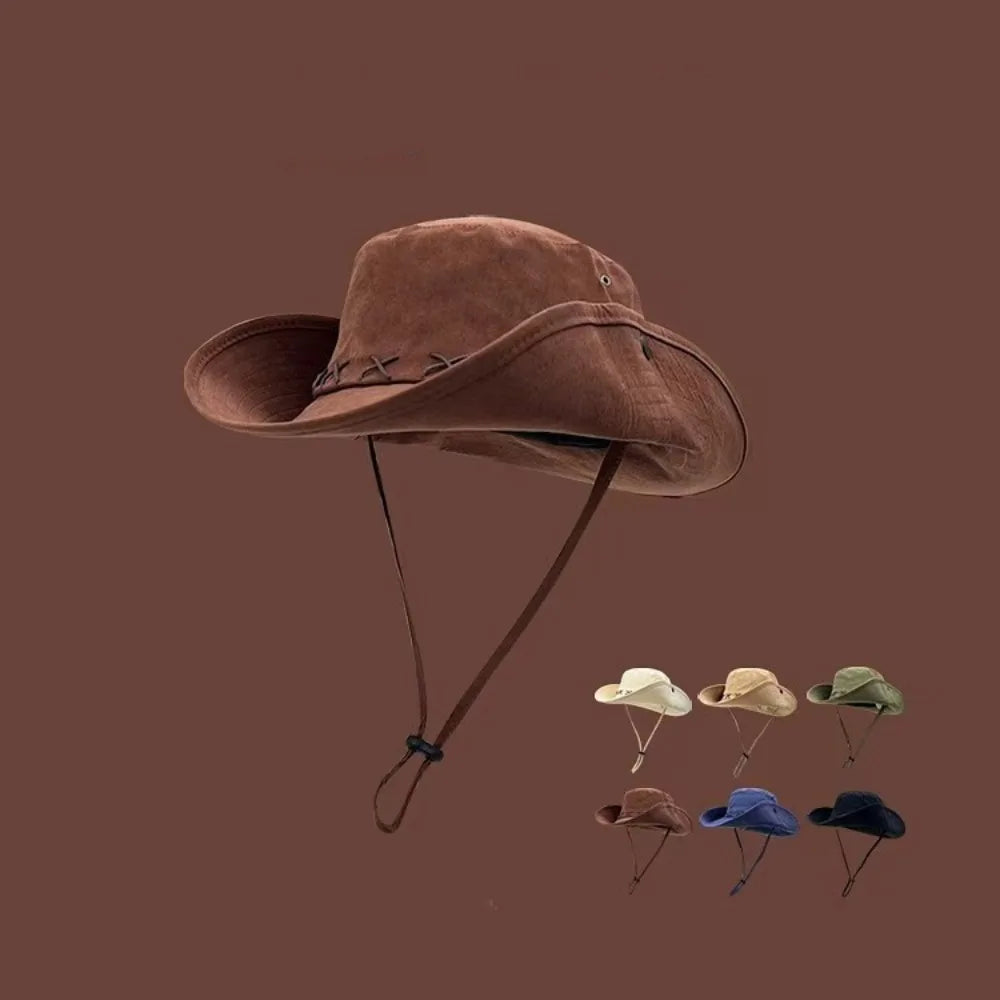 Breathable Western Cowboy Hat – Wide Brim, Adjustable, Summer Sun Protection-HighTouch