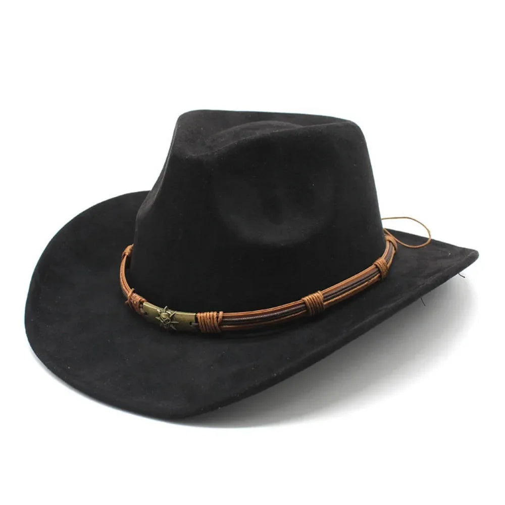 Western Cowboy Hat – Jazz Knight felt hat with bull-shaped décor-HighTouch