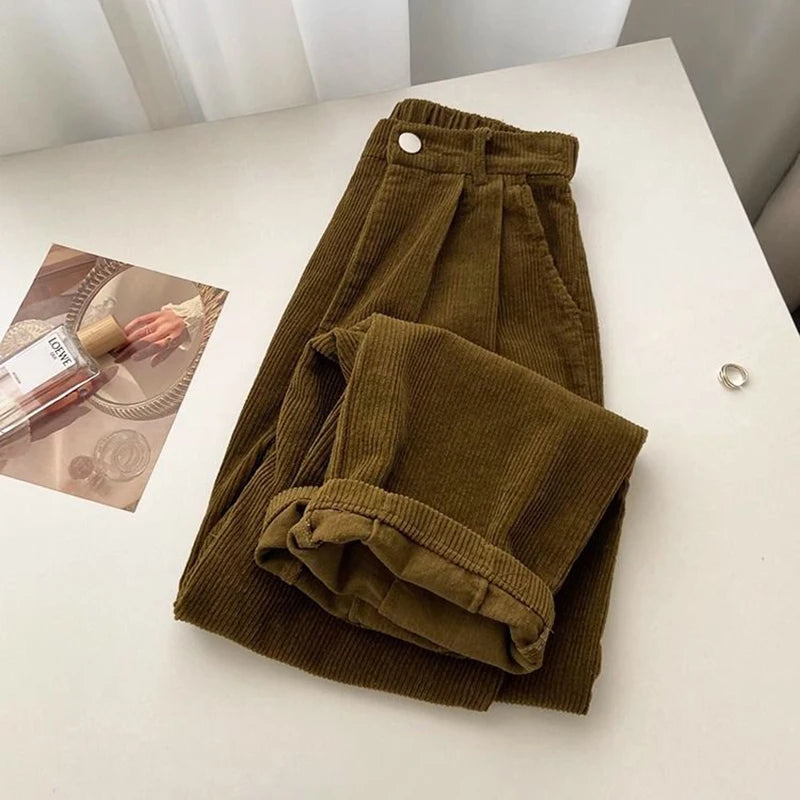 High Waist Corduroy Trousers