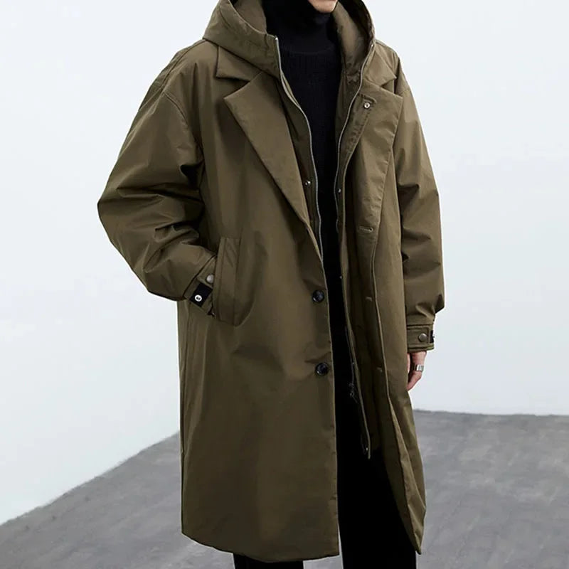 Men's Trench Coat – Long-Line Windproof Outerwear