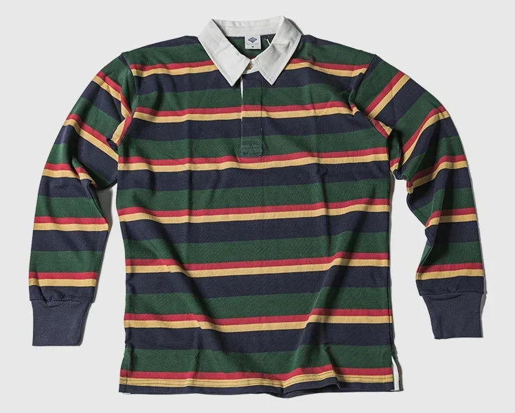 Niet op voorraad Ivy League modieus gestreept poloshirt retro preppy stijl heren shirt met lange mouwen