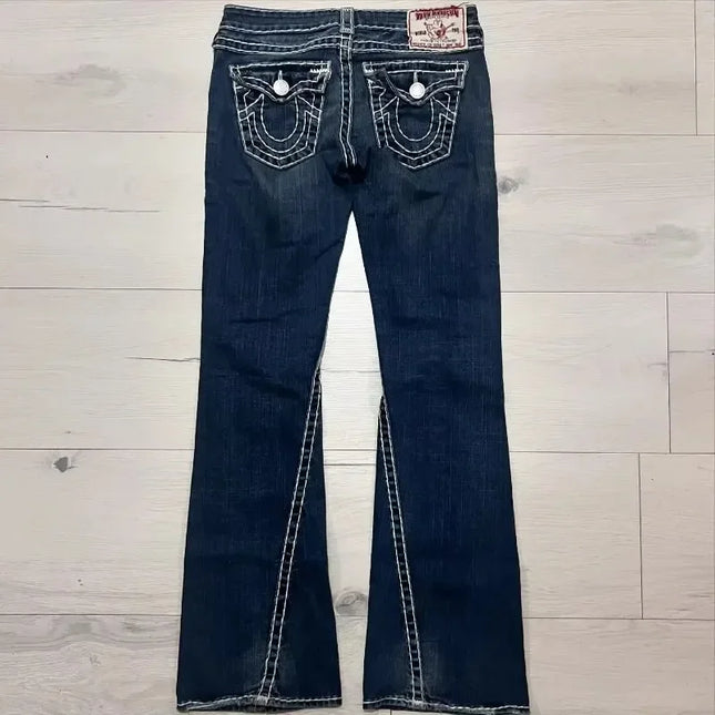 Y2K Buddha High-Waist Bootcut Jeans