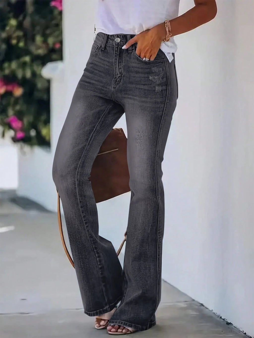 High-Waist Slimming Horn Jeans Women-HighTouch