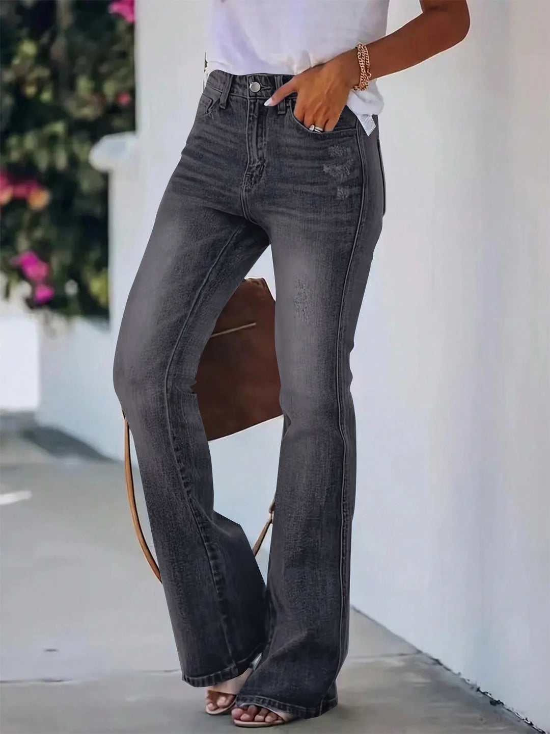 High-Waist Slimming Horn Jeans Women-HighTouch