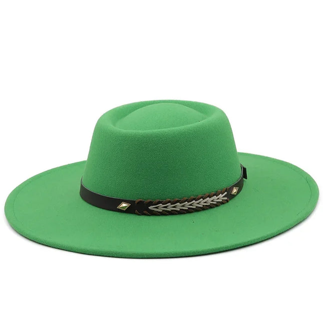 British-Style Wide-Brim Felt Fedora – Adjustable Luxury Jazz & Wedding Hat