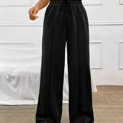 Women’s Wide-Leg Sports Track Pants – Loose Fit High-Waist Tube Trousers