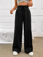 Women’s Wide-Leg Sports Track Pants – Loose Fit High-Waist Tube Trousers-HighTouch
