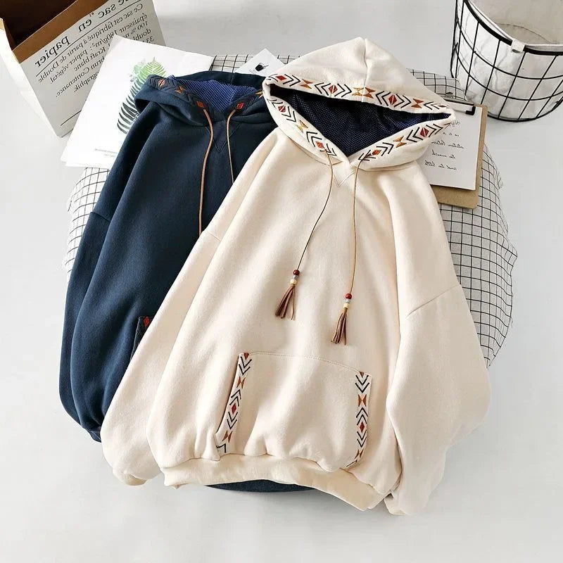 Fleece-Lined Oversized Cotton Hoodie – Cozy Lazy-Style  Trendy