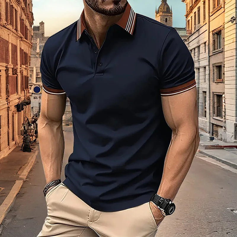 Lightweight Men’s Summer Polo – Breathable, Button-Collar Casual Top