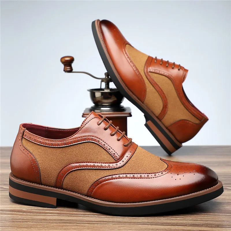 Men's Two-Tone Brogue Oxford Shoes | Classic Leather Spectator Shoes