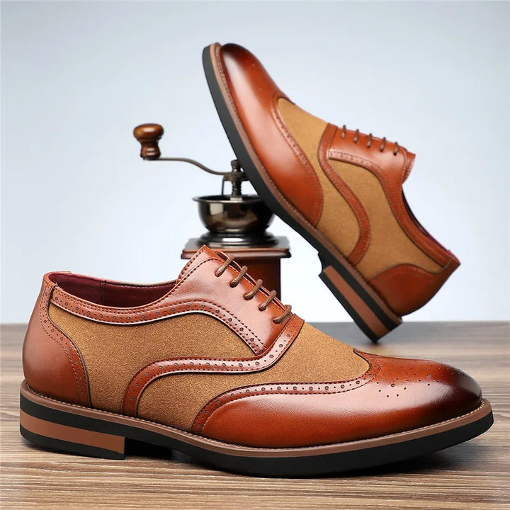 Men's Two-Tone Brogue Oxford Shoes | Classic Leather Spectator Shoes