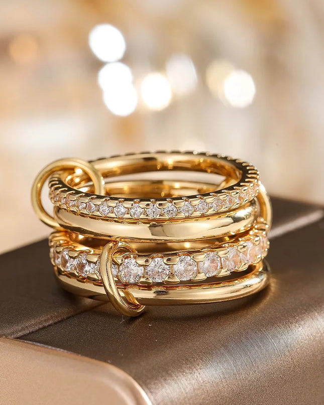 Two-Tone Hypoallergenic Copper Stackable Ring Set