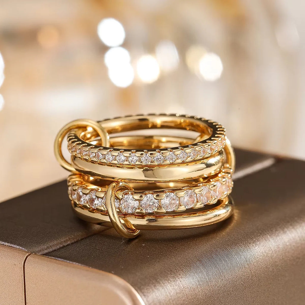 Two-Tone Hypoallergenic Copper Stackable Ring Set-HighTouch