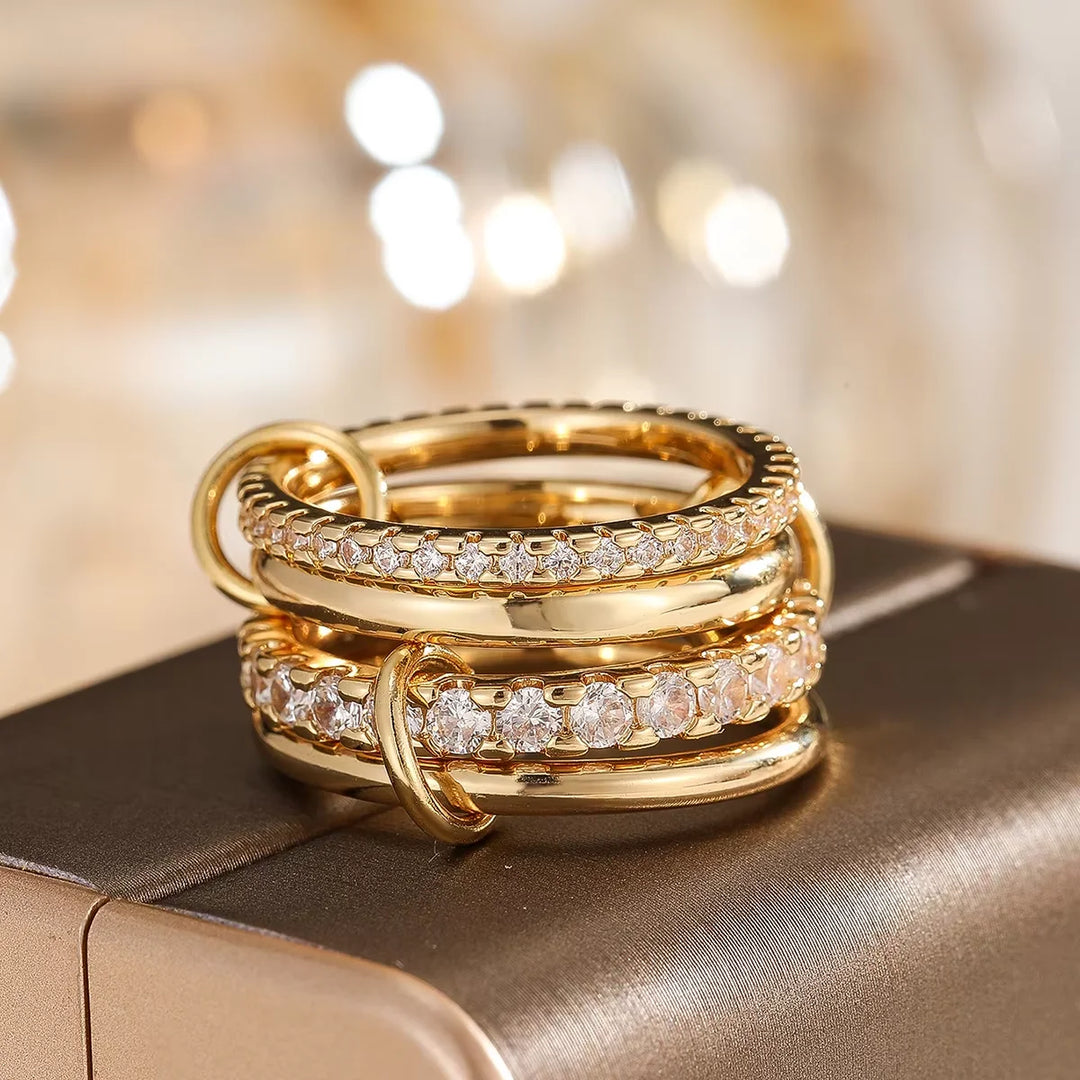 Two-Tone Hypoallergenic Copper Stackable Ring Set-HighTouch