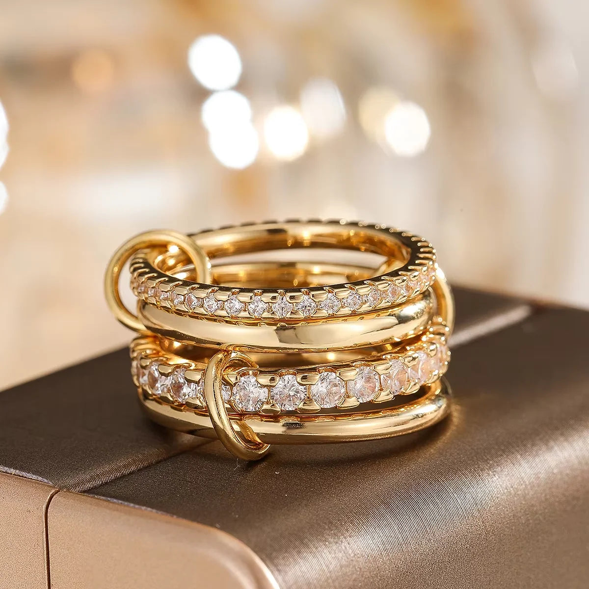 Two-Tone Hypoallergenic Copper Stackable Ring Set-HighTouch