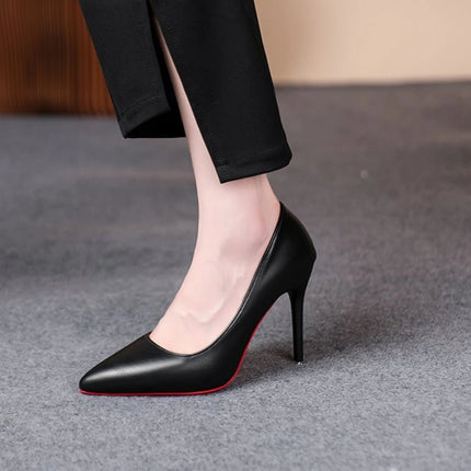 Elegant Red Leather Pumps – women’s High Heels