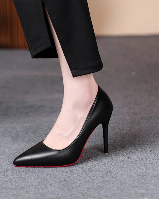 Elegant Red Leather Pumps – women’s High Heels