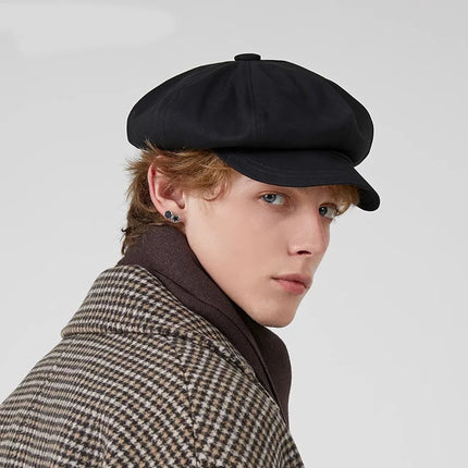 Vintage Cotton Beret / Octagonal Newsboy Cap – Unisex Adjustable