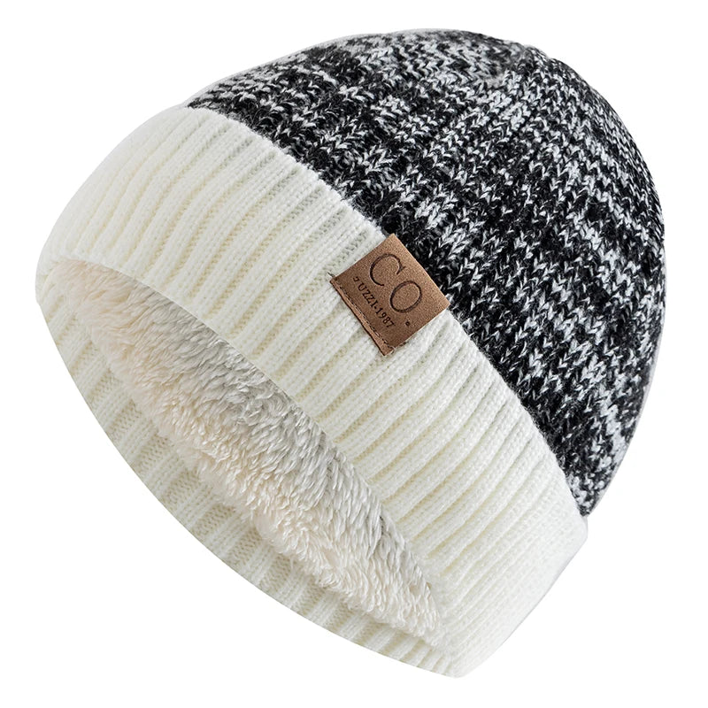 Unisex Two-Tone Fur-Lined Knit Beanie