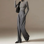 High-Waist Wide-Leg Draped Pants – Sculpting & Sleek Spring Style-HighTouch